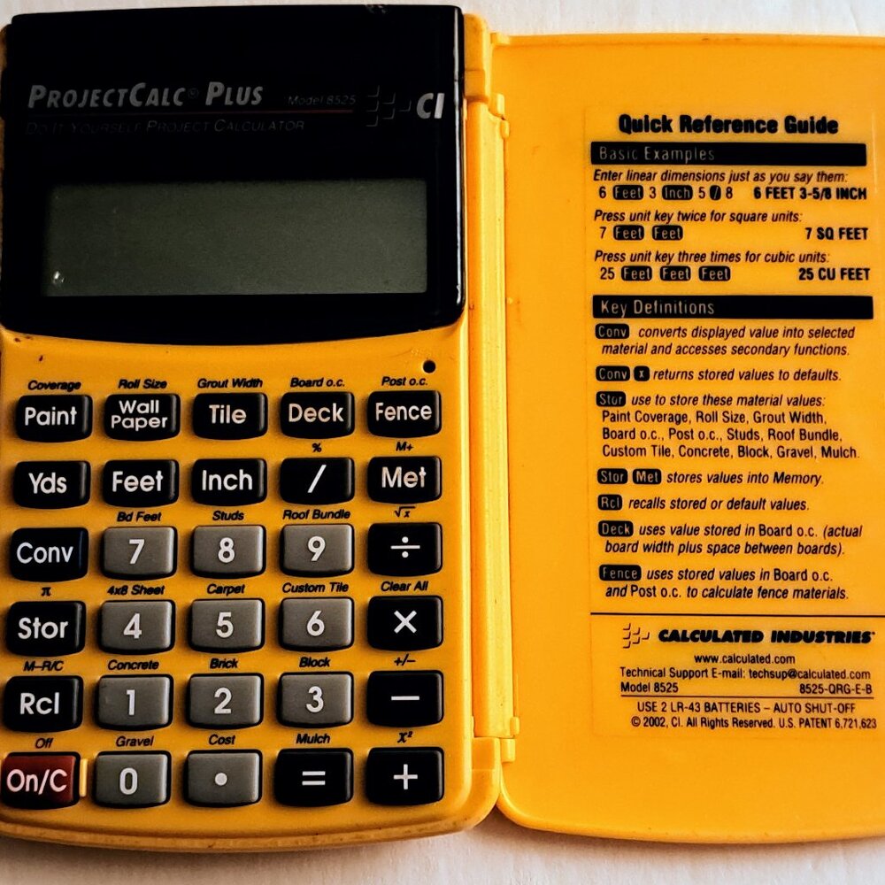 Vintage ProjectCalc Plus Model 8525 Do-It-Yourself Project Calculator